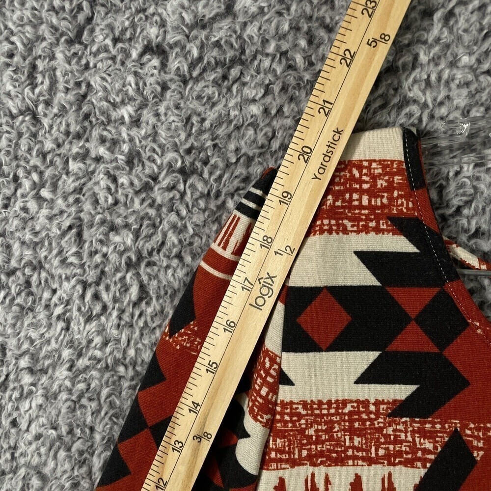 PINK Owl Dress Aztec Orange Beige Black Lined Women’s Large 3/4 Sleeve - Picture 2 of 7